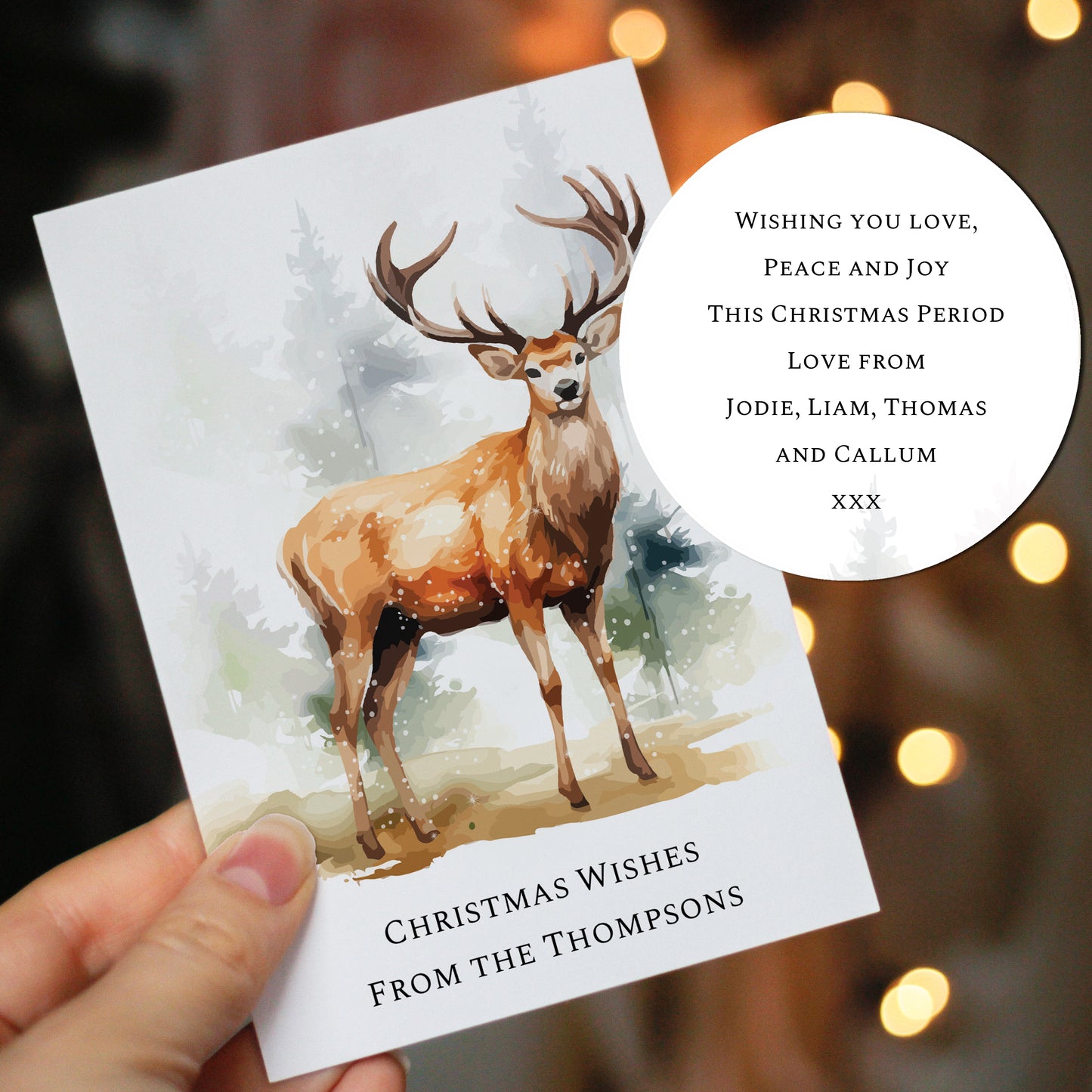 Personalised Pack of 10 Christmas Cards - Stag - MK&JD Gifts