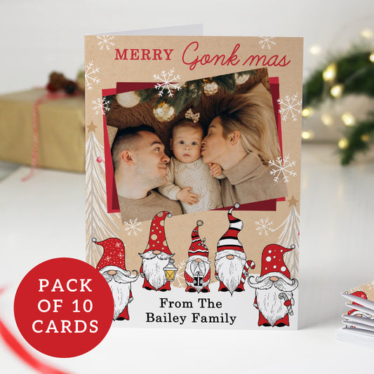 Personalised Photo Upload Pack of 10 Gonk Christmas Cards - MK&JD Gifts
