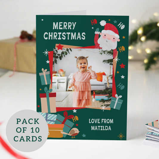 Personalised Photo Upload Pack of 10 Santa Christmas Cards - MK&JD Gifts