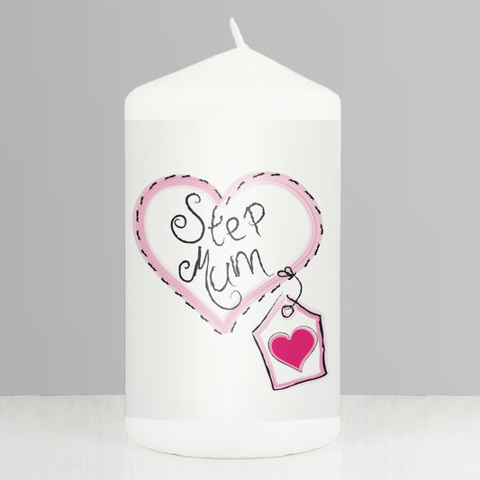 Step Mum Heart Stitch Pillar Candle - MK&JD Gifts