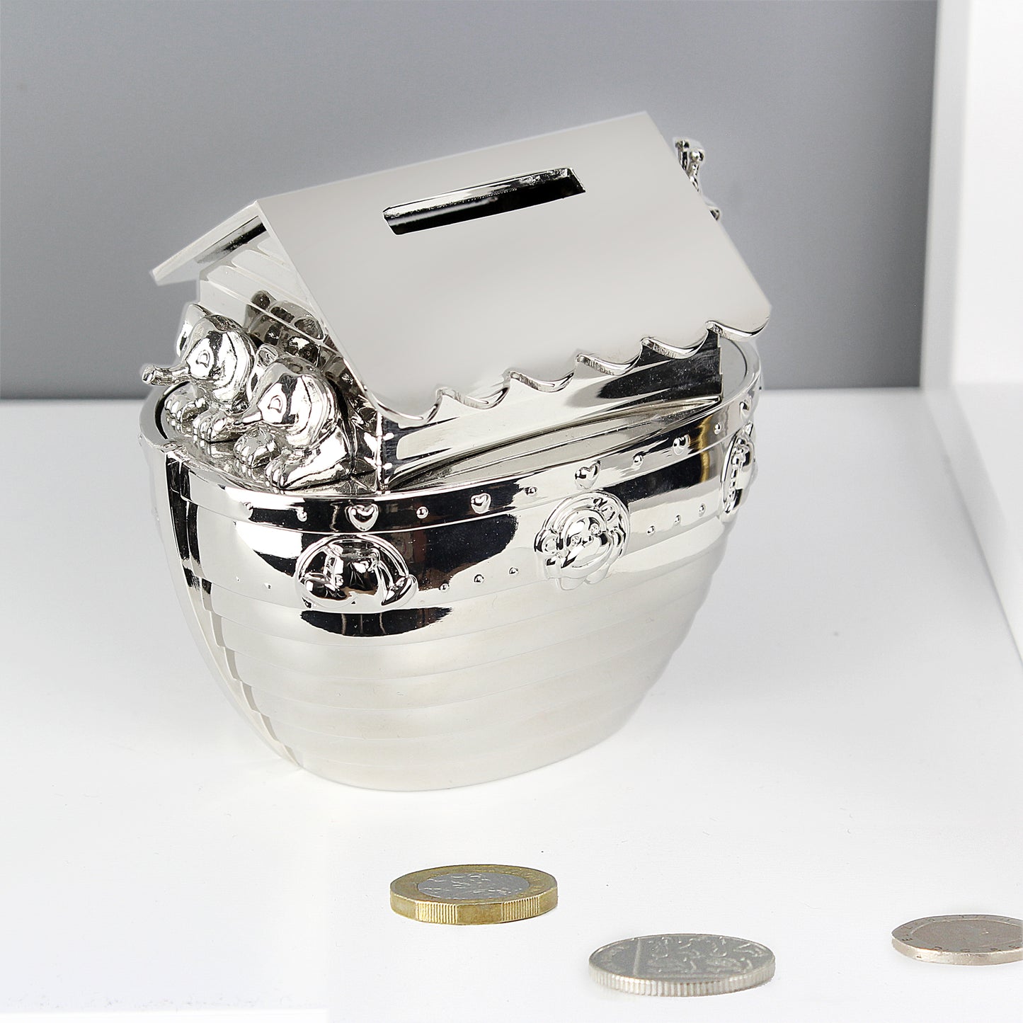 Personalised Silver Noahs Ark Money Box - MK&JD Gifts