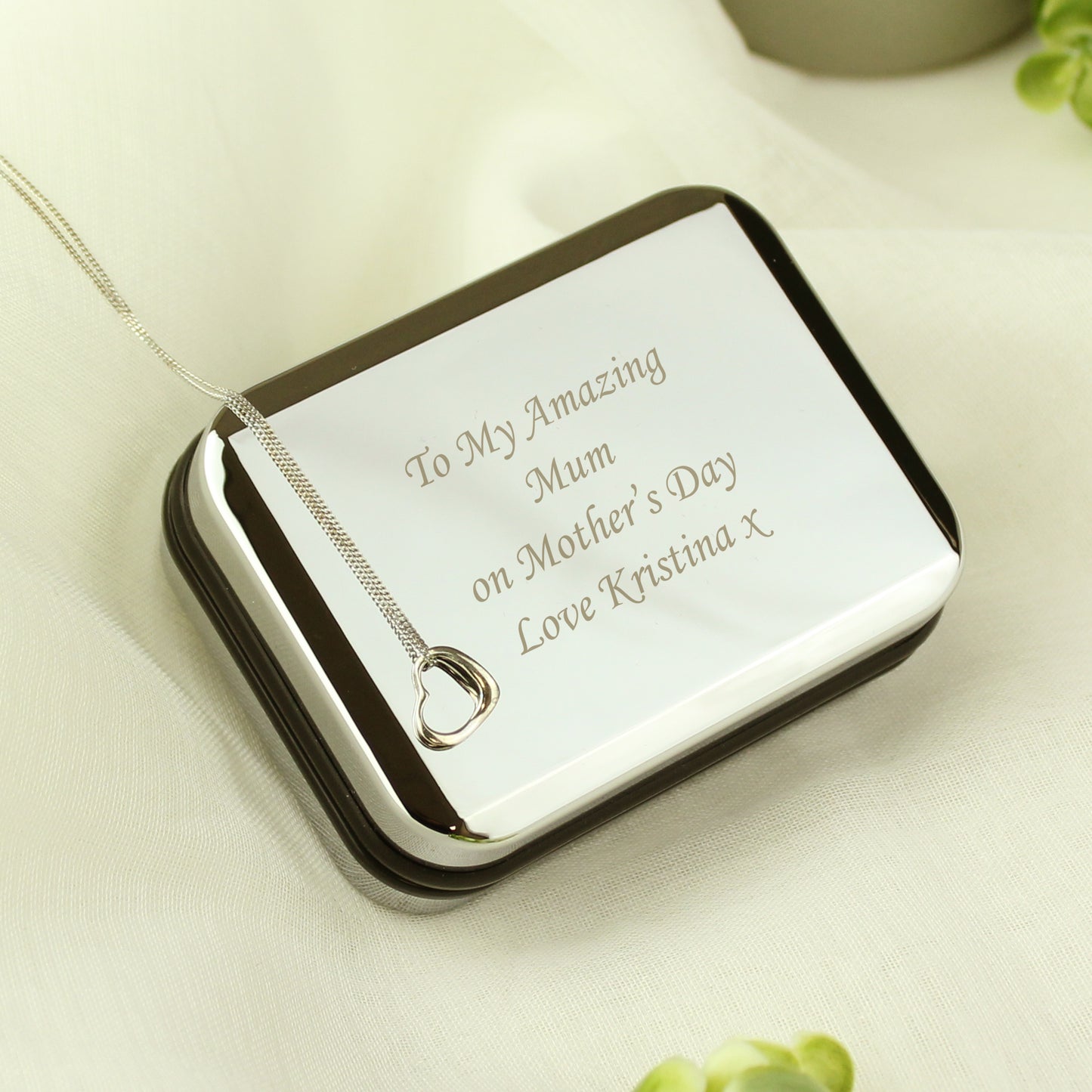 Personalised Box With Sterling Silver Heart Necklace - MK&JD Gifts