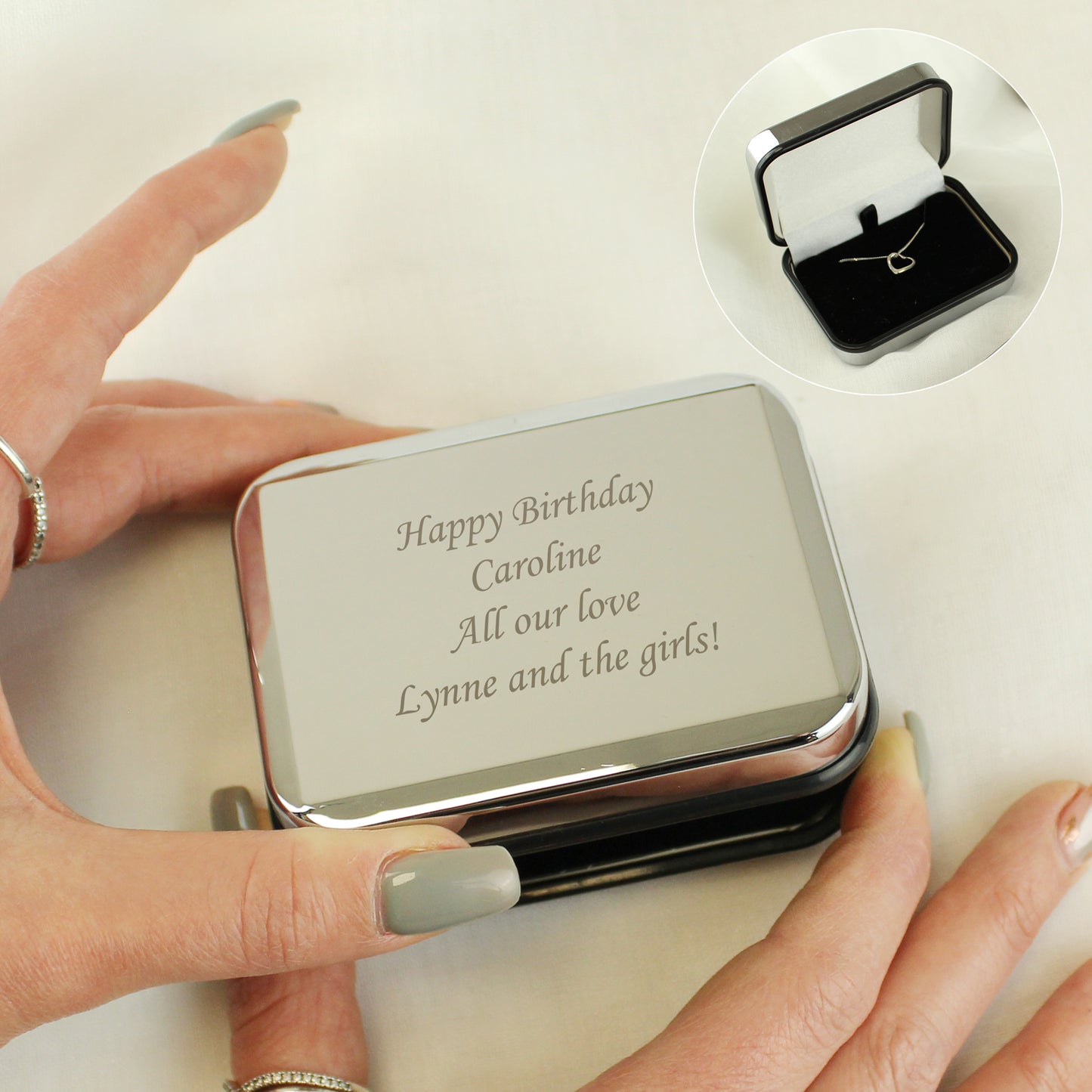 Personalised Box With Sterling Silver Heart Necklace - MK&JD Gifts