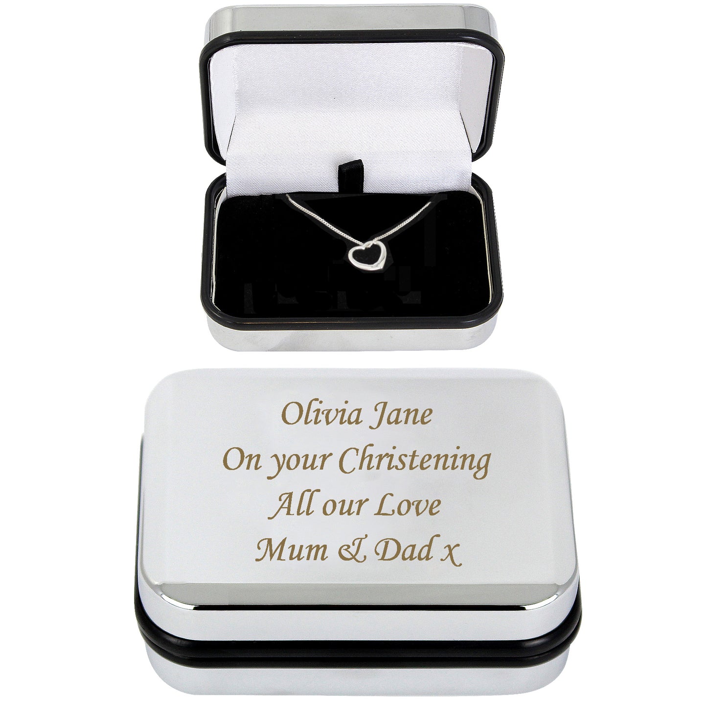 Personalised Box With Sterling Silver Heart Necklace - MK&JD Gifts