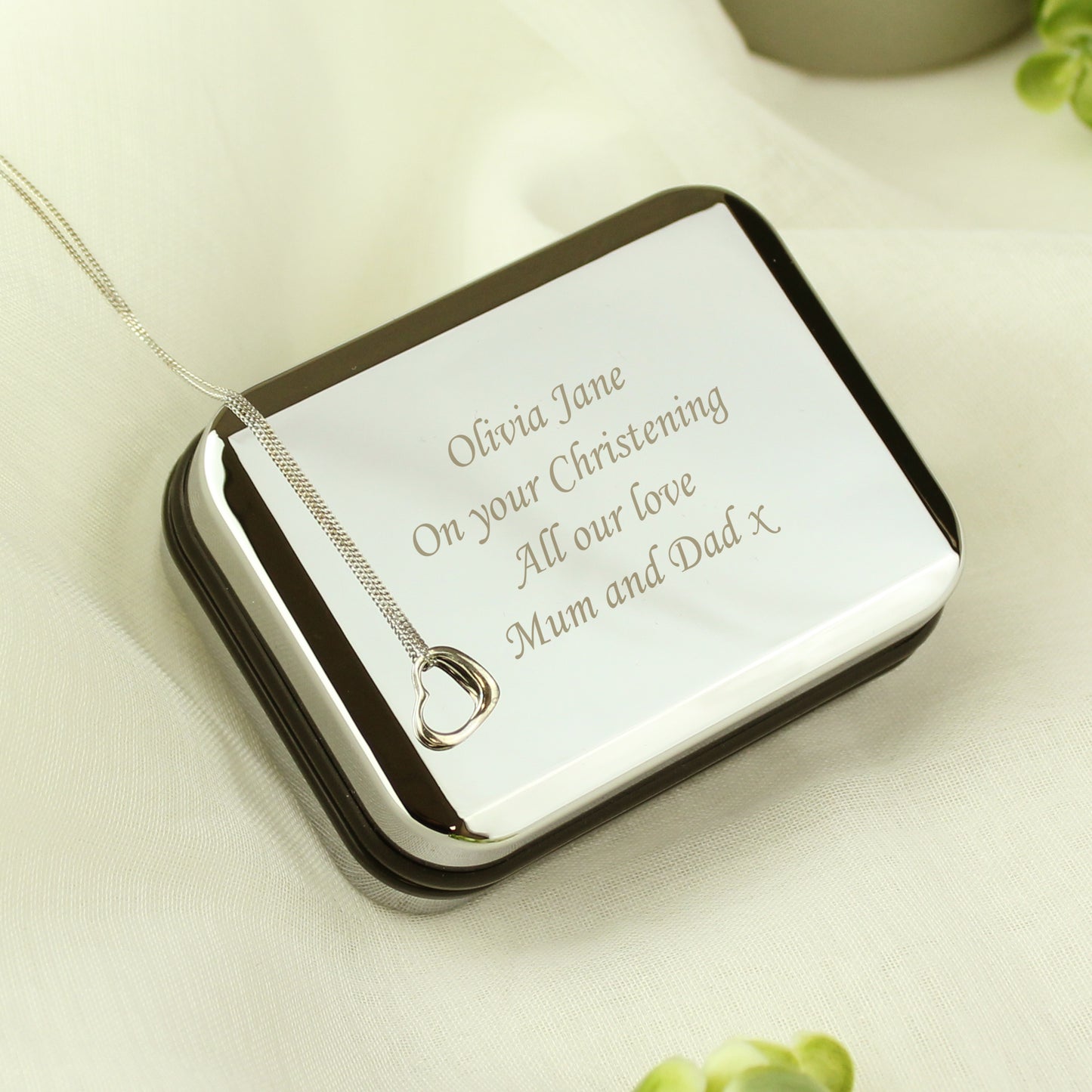 Personalised Box With Sterling Silver Heart Necklace - MK&JD Gifts