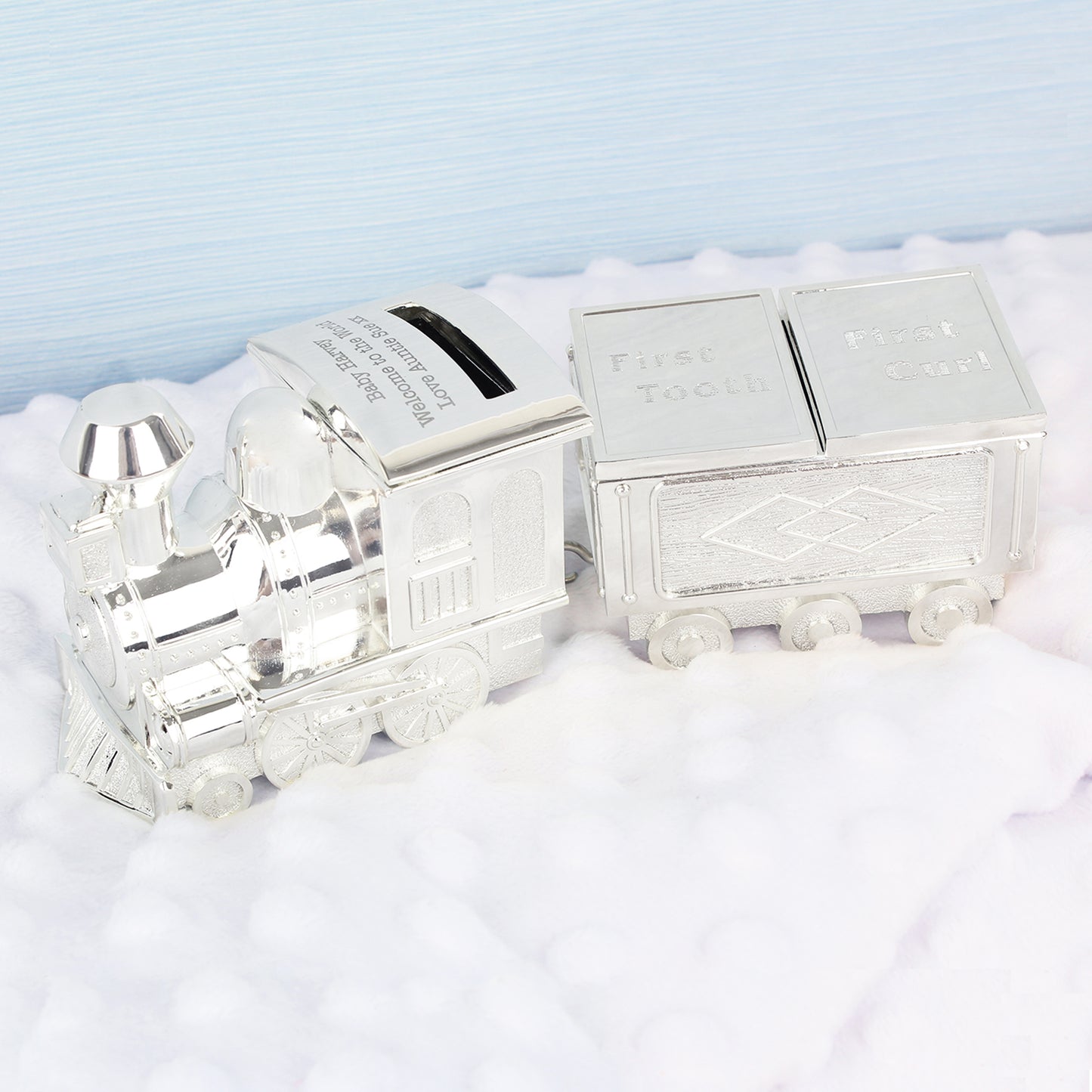 Personalised Train Money Box with Tooth & Curl Trinket Box - MK&JD Gifts