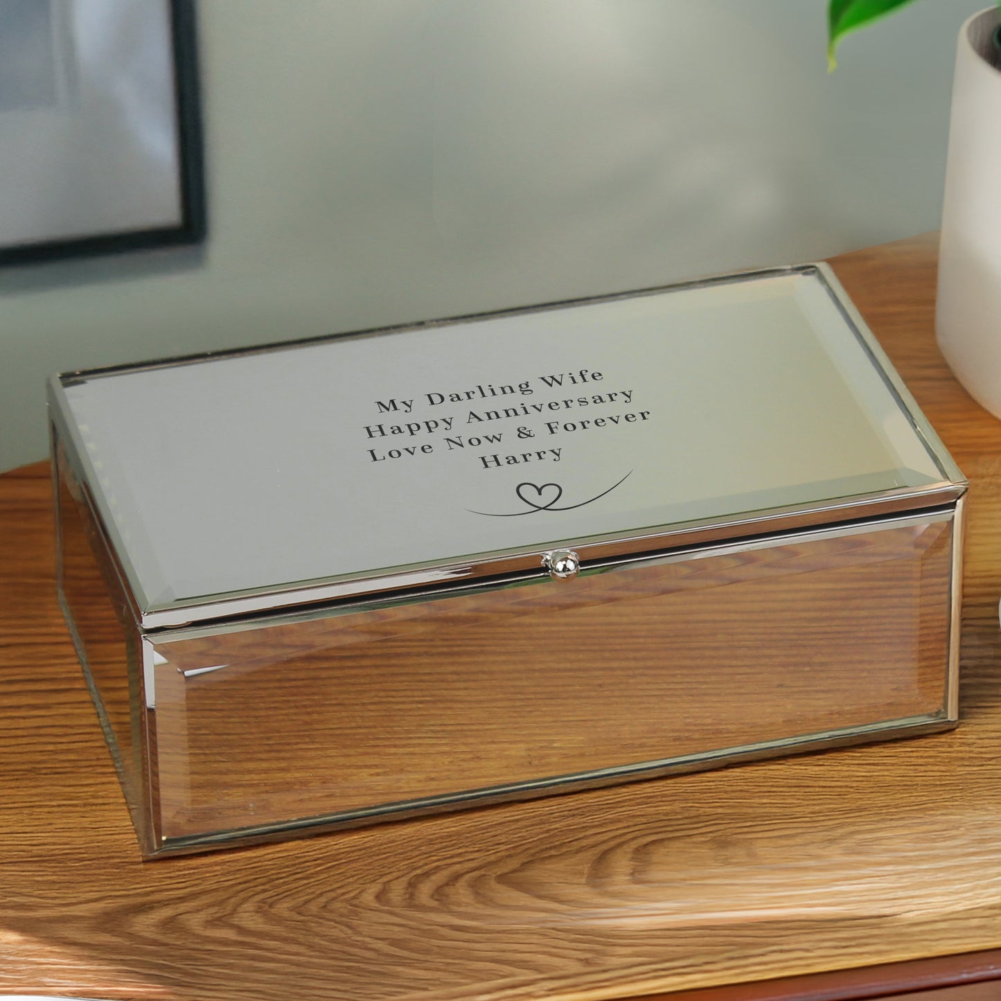 Personalised Heart Mirrored Jewellery Box - MK&JD Gifts