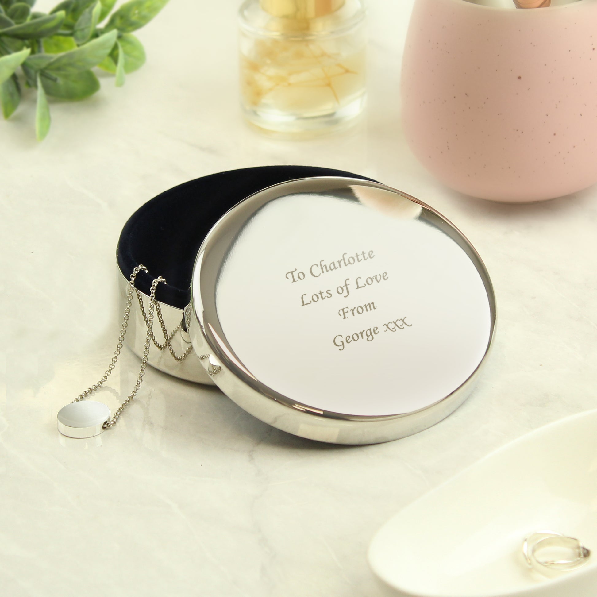 Personalised Round Trinket Box - MK&JD Gifts
