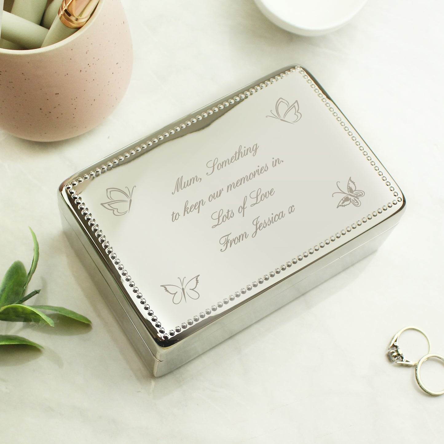 Personalised Butterfly Rectangular Jewellery Box - MK&JD Gifts