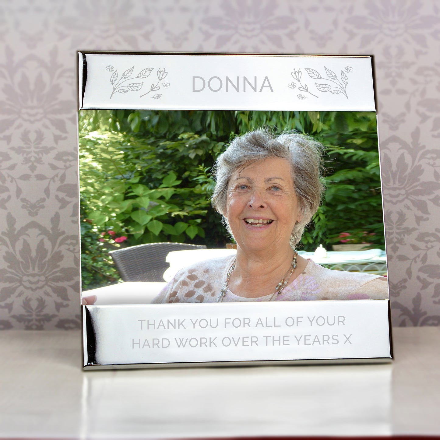 Personalised Silver Floral 6x4 Photo Frame - MK&JD Gifts