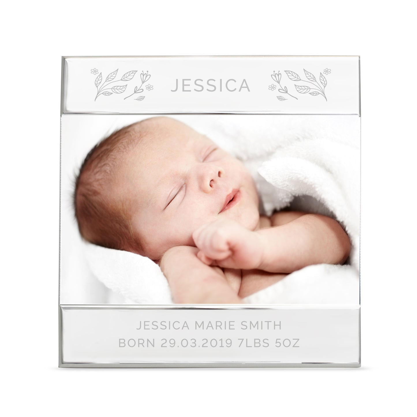 Personalised Silver Floral 6x4 Photo Frame - MK&JD Gifts
