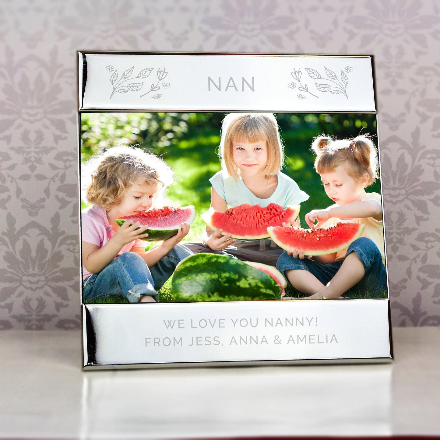 Personalised Silver Floral 6x4 Photo Frame - MK&JD Gifts