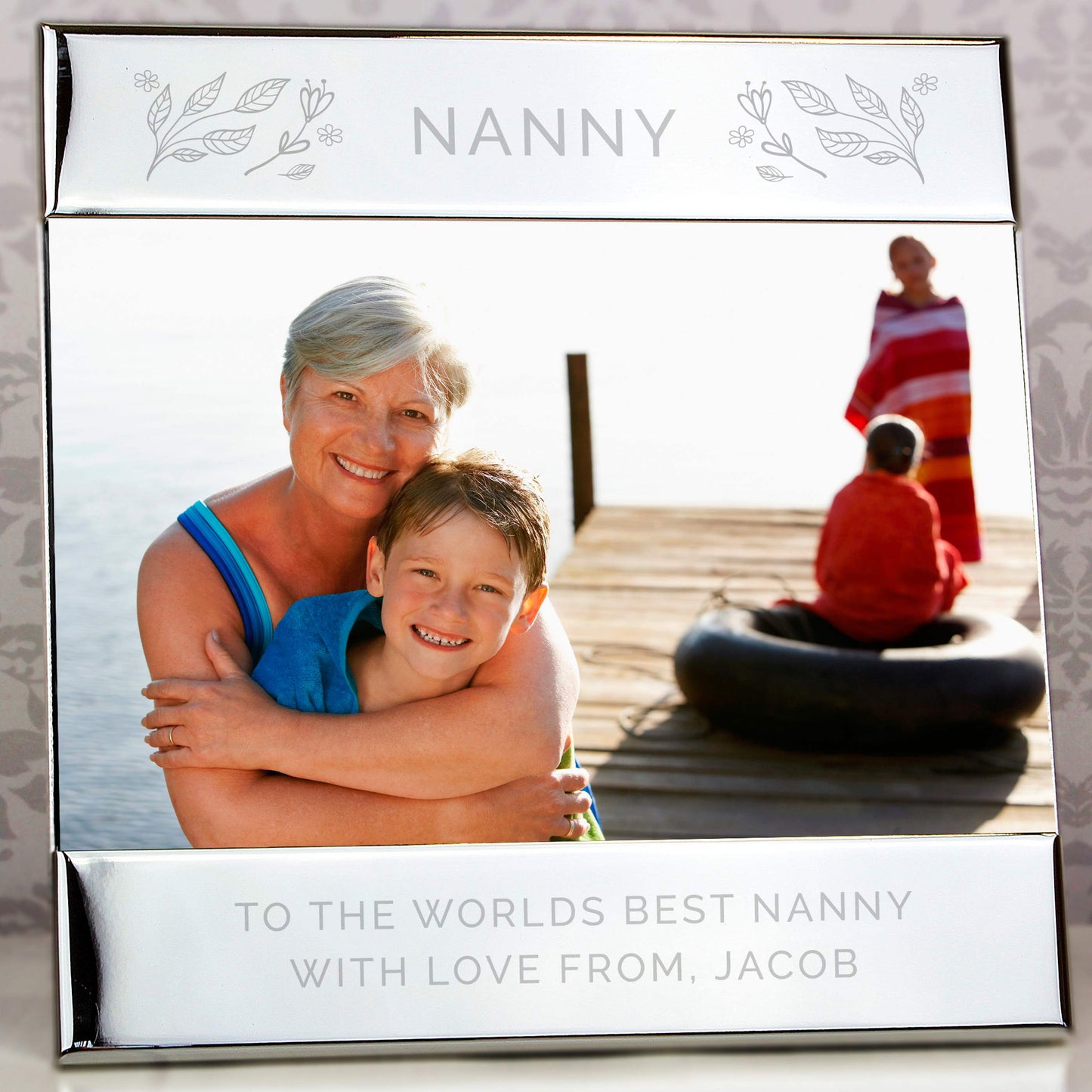 Personalised Silver Floral 6x4 Photo Frame - MK&JD Gifts