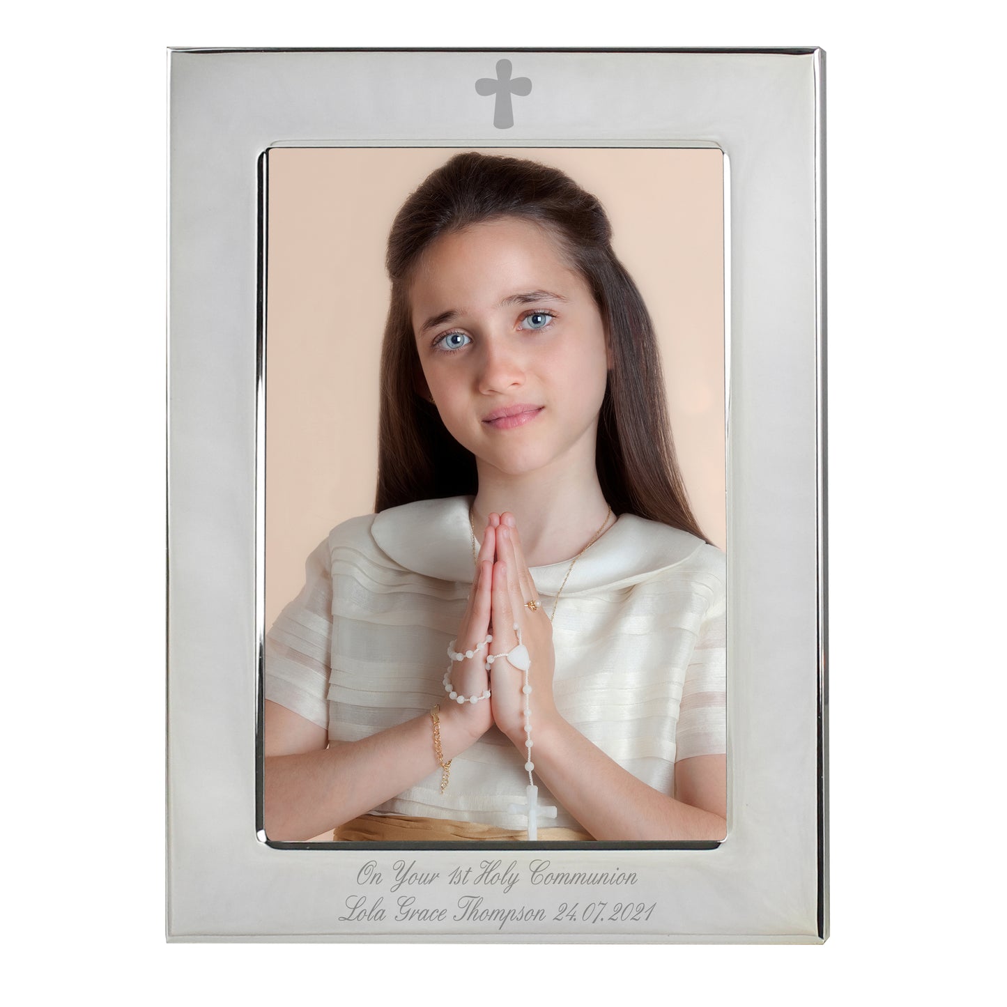 Personalised Silver Plated 6x4 Elegant Cross Photo Frame - MK&JD Gifts