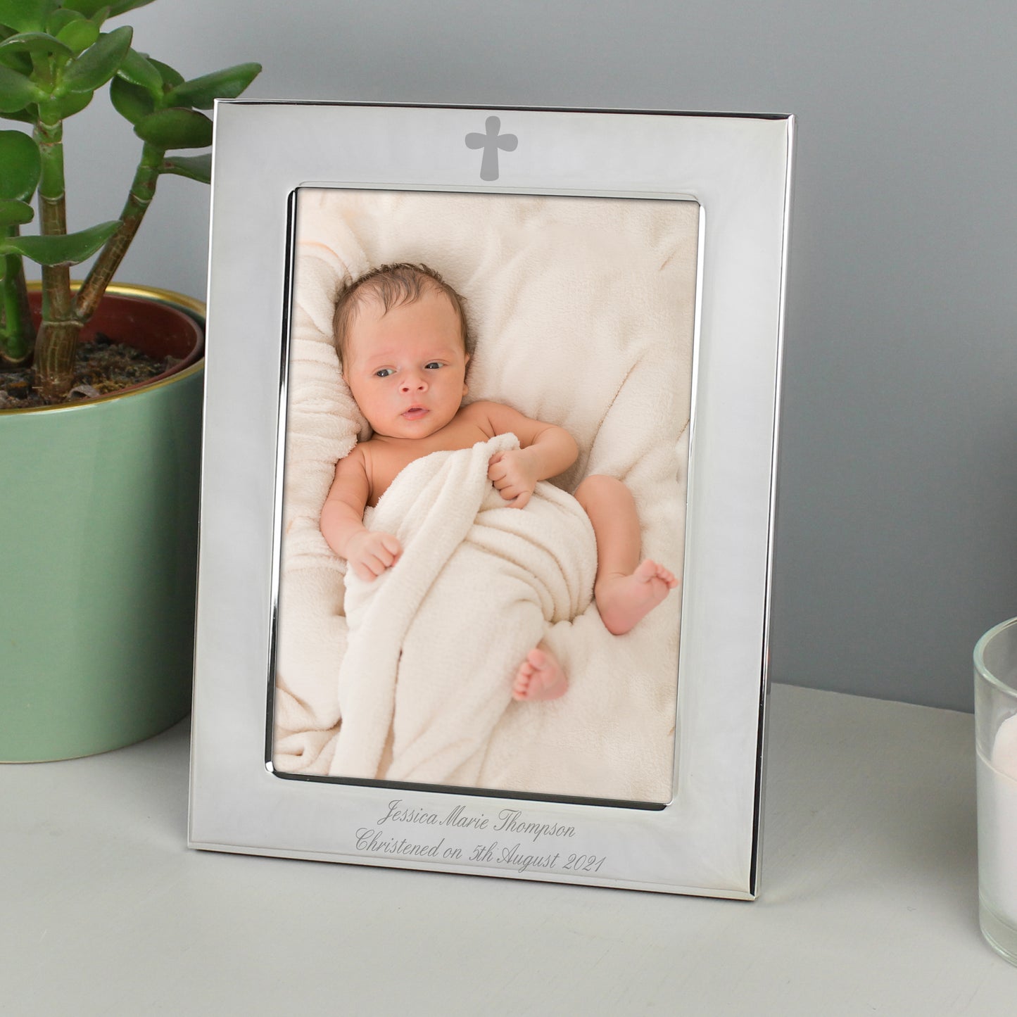 Personalised Silver Plated 6x4 Elegant Cross Photo Frame - MK&JD Gifts