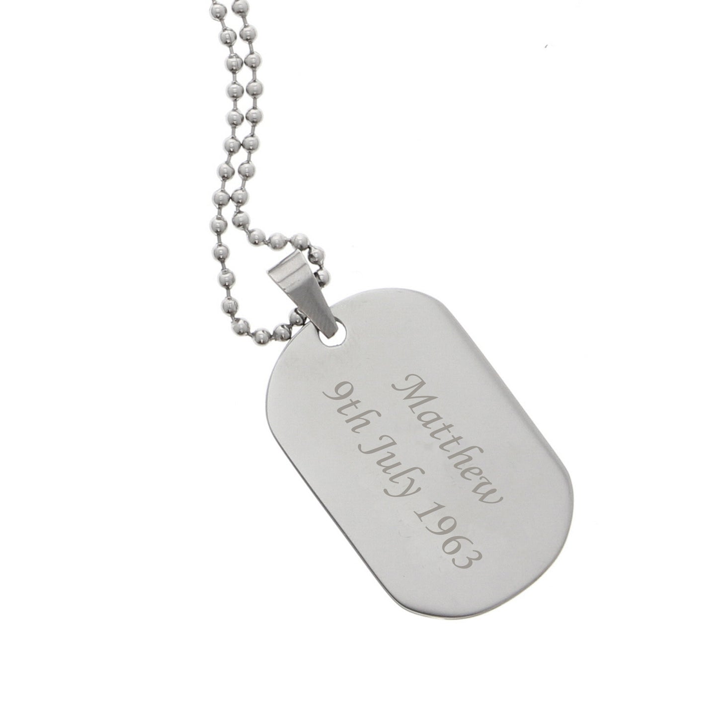 Personalised Stainless Steel Dog Tag Necklace - MK&JD Gifts