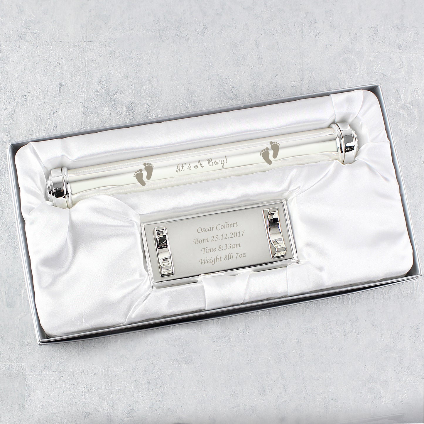 Personalised Its A Boy Silver Plated Certificate Holder - MK&JD Gifts