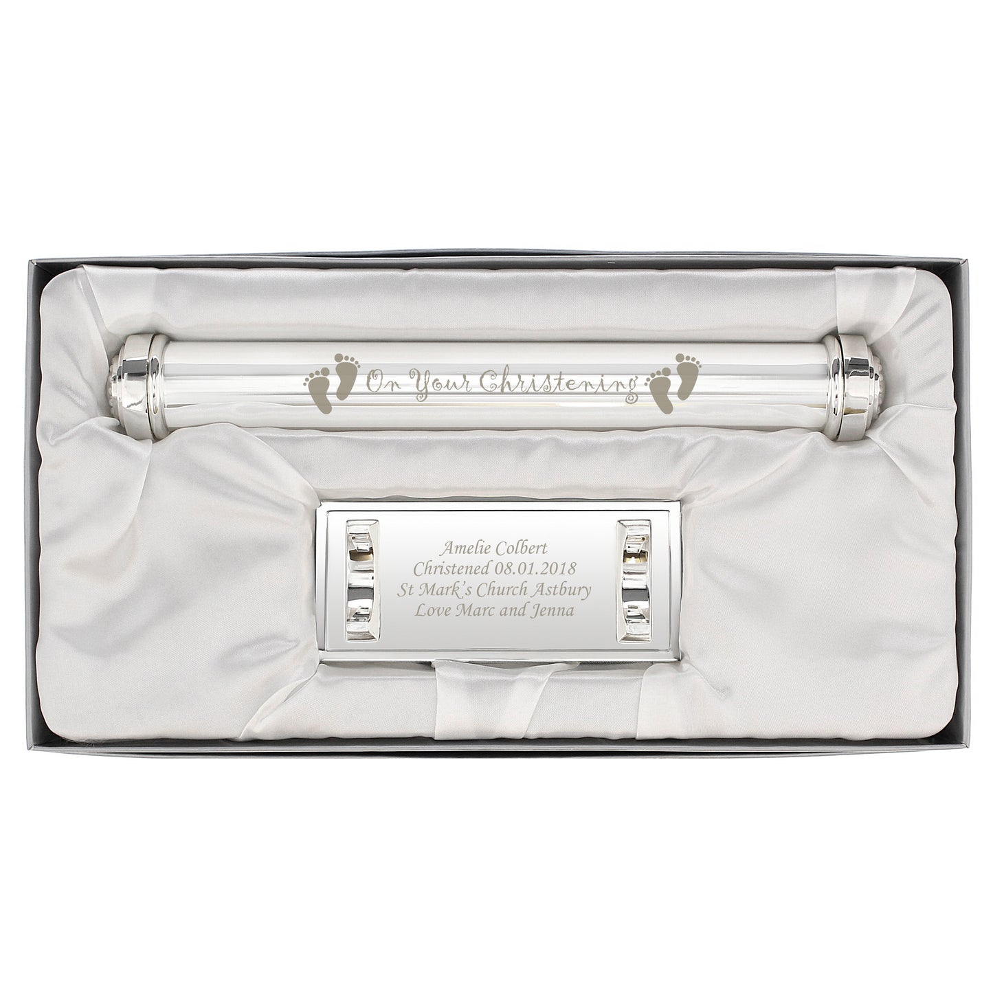 Personalised Christening Silver Plated Certificate Holder - MK&JD Gifts