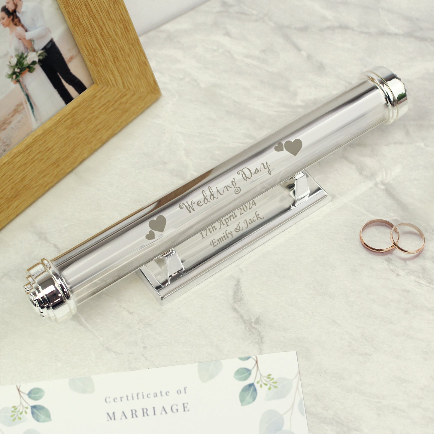 Personalised Wedding Day Silver Plated Certificate Holder - MK&JD Gifts