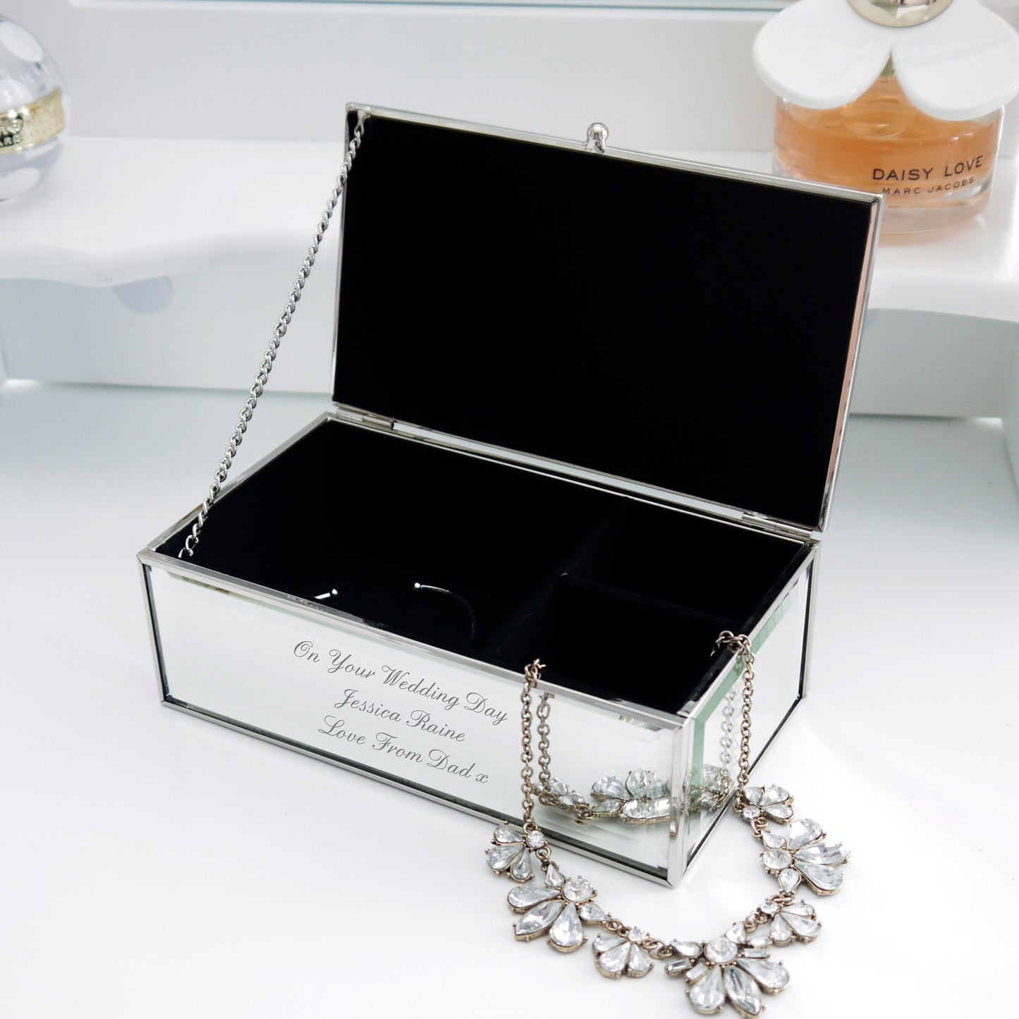 Personalised Any Message Mirrored Jewellery Box - MK&JD Gifts