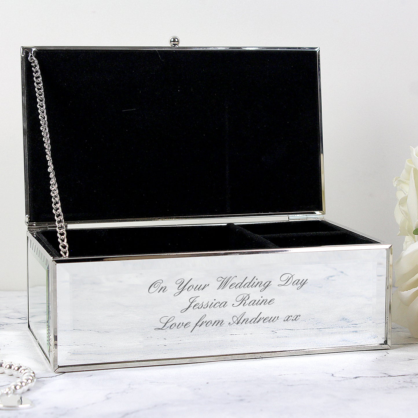 Personalised Any Message Mirrored Jewellery Box - MK&JD Gifts