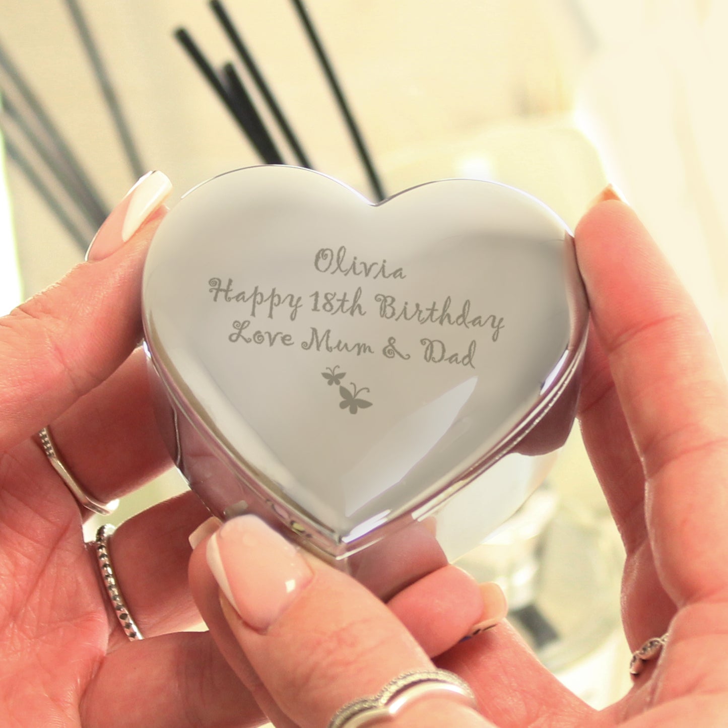 Personalised Butterfly Heart Trinket Box - MK&JD Gifts