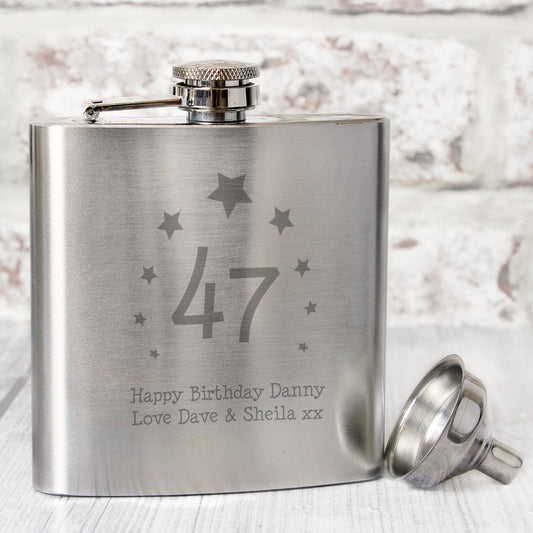 Personalised Stars Age Hip Flask - MK&JD Gifts