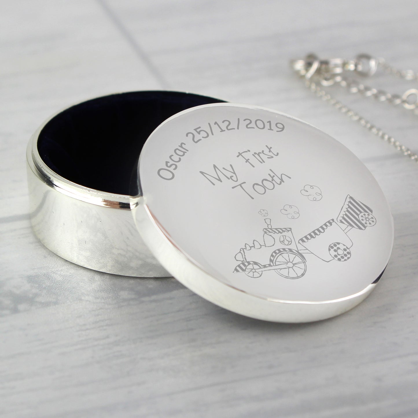 Personalised Train My First Tooth Trinket Box - MK&JD Gifts