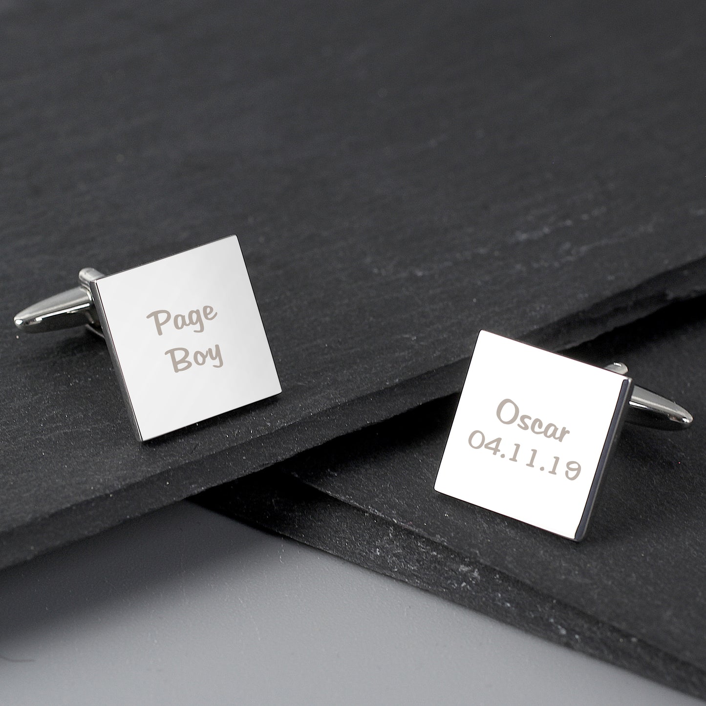 Personalised Wedding Role Square Cufflinks - 2 line - MK&JD Gifts