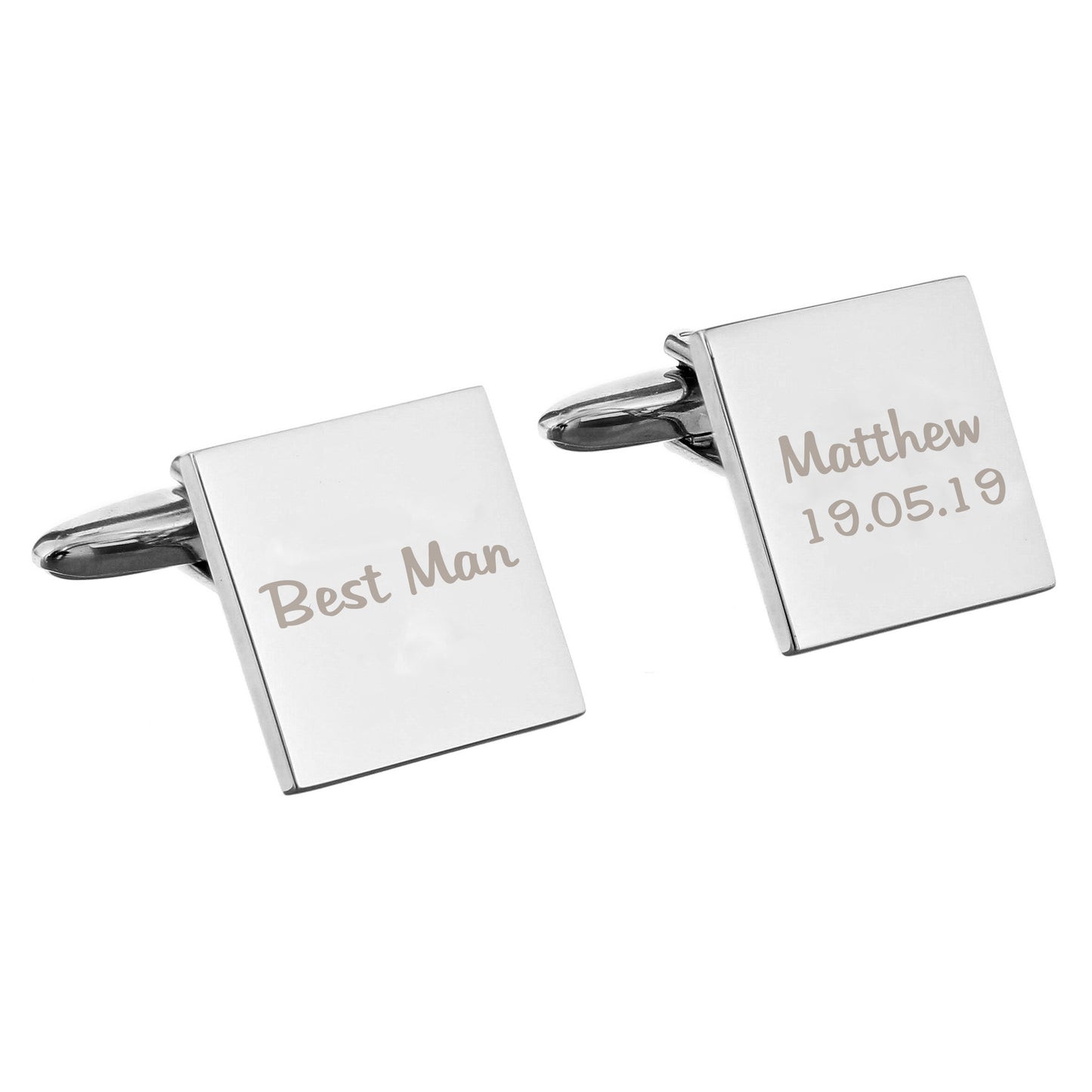 Personalised Wedding Role Square Cufflinks -1 line - MK&JD Gifts