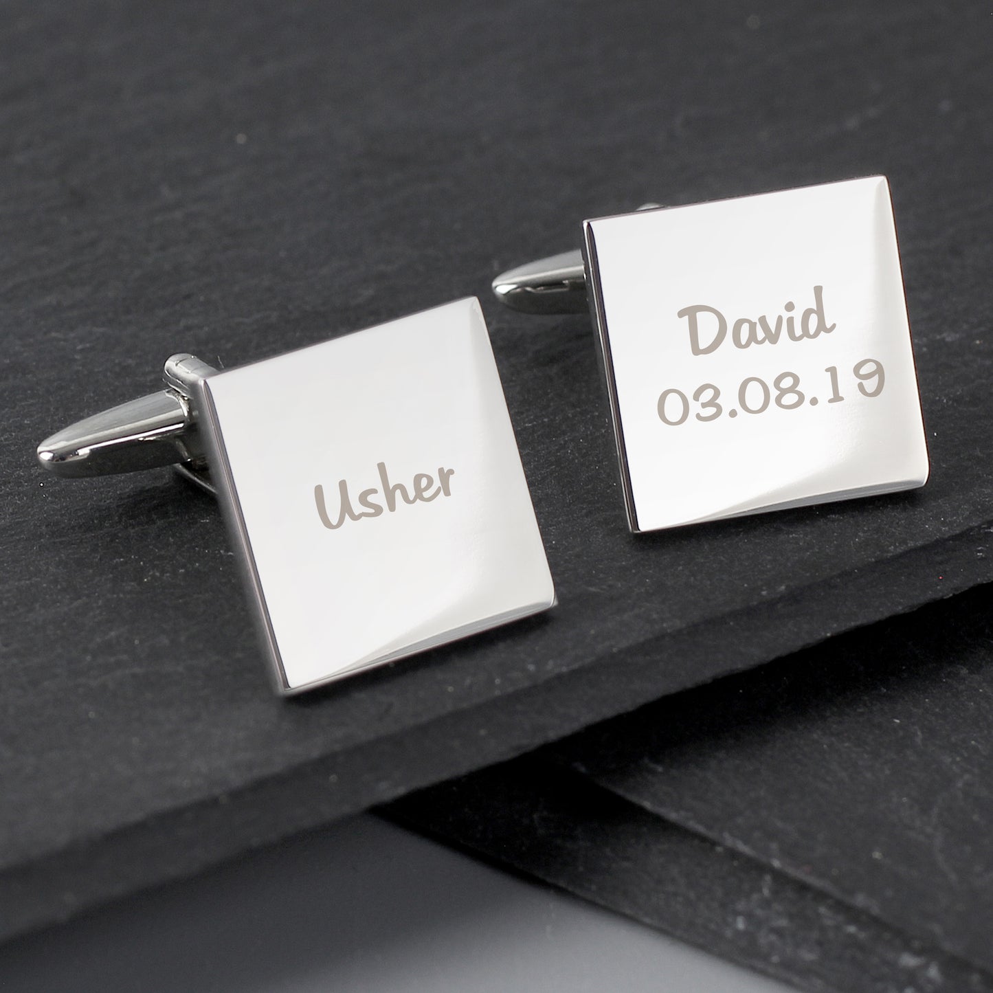Personalised Wedding Role Square Cufflinks -1 line - MK&JD Gifts