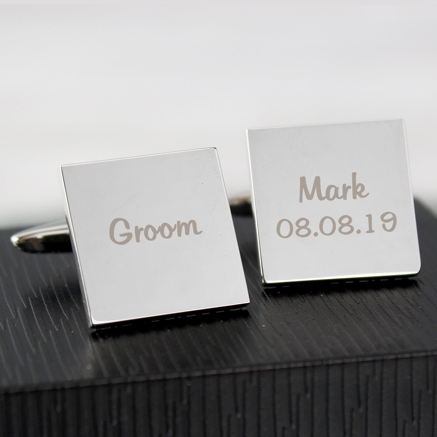 Personalised Wedding Role Square Cufflinks -1 line - MK&JD Gifts