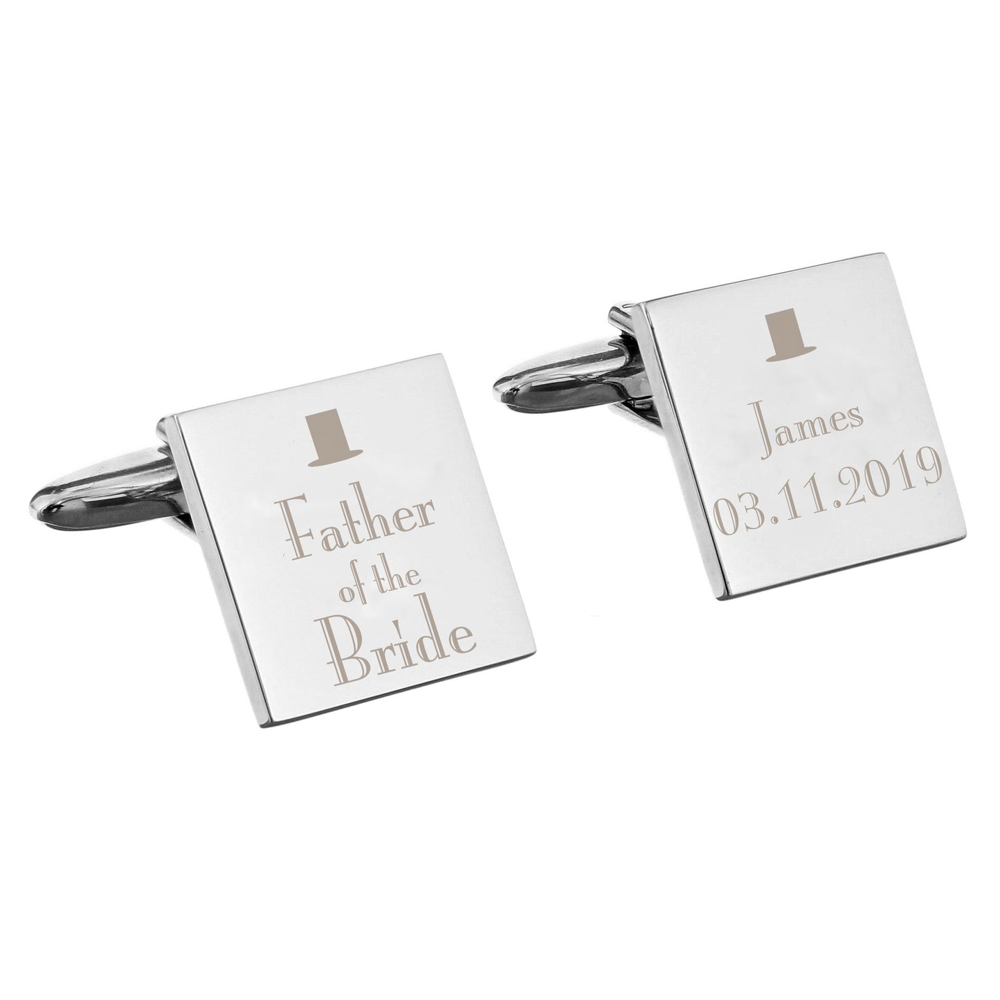 Personalised Decorative Wedding Father of the Bride Square Cufflinks - MK&JD Gifts