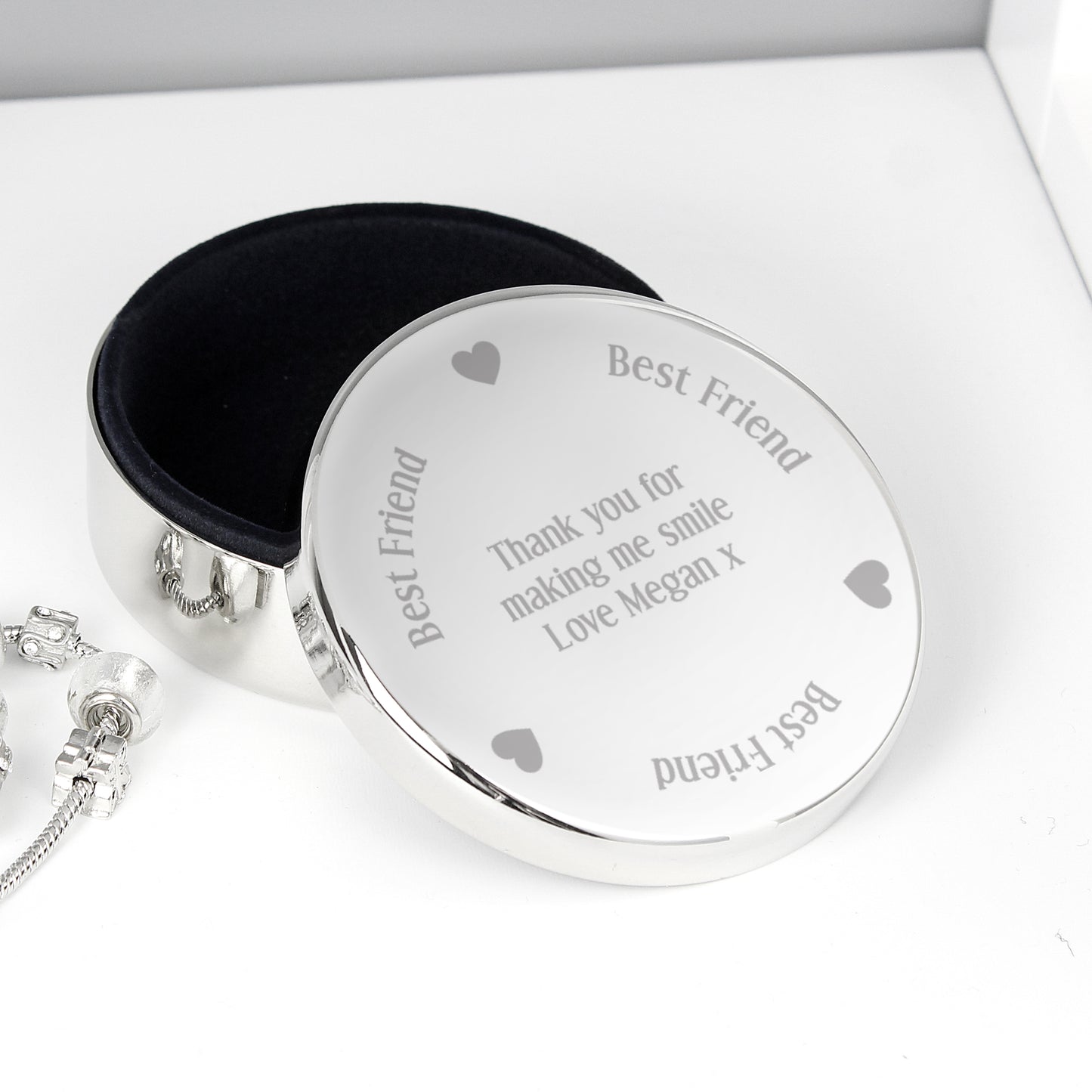 Personalised Best Friend Round Trinket Box - MK&JD Gifts