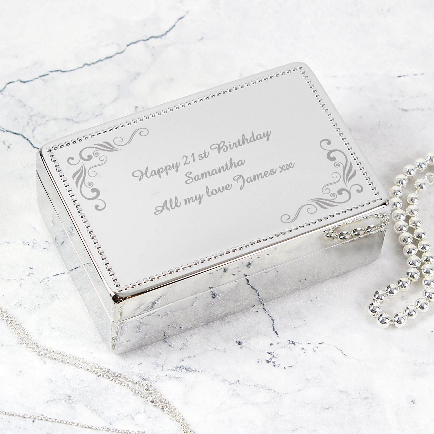 Personalised Swirl Rectangular Jewellery Box - MK&JD Gifts