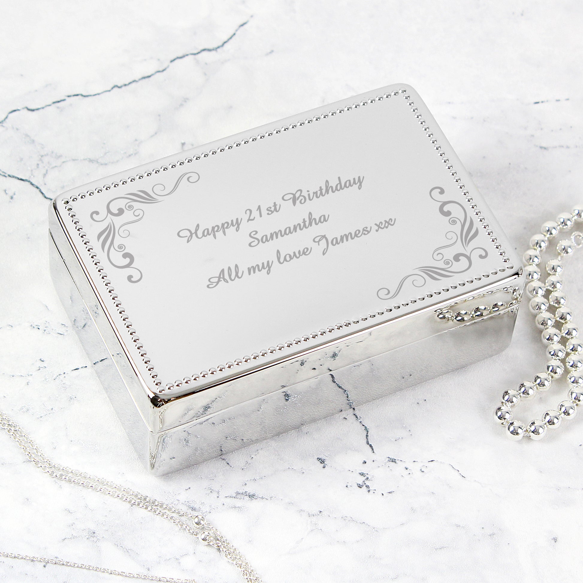 Personalised Swirl Rectangular Jewellery Box - MK&JD Gifts