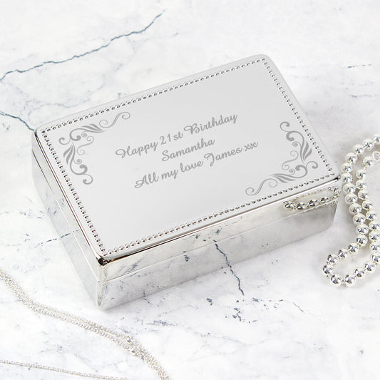 Personalised Swirl Rectangular Jewellery Box - MK&JD Gifts