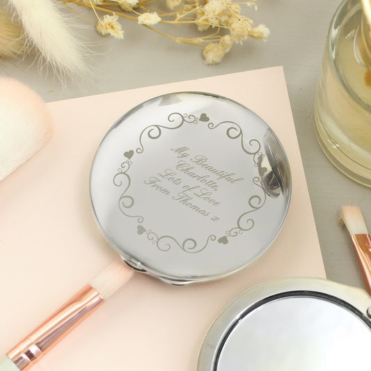 Personalised Ornate Heart Compact Mirror - MK&JD Gifts