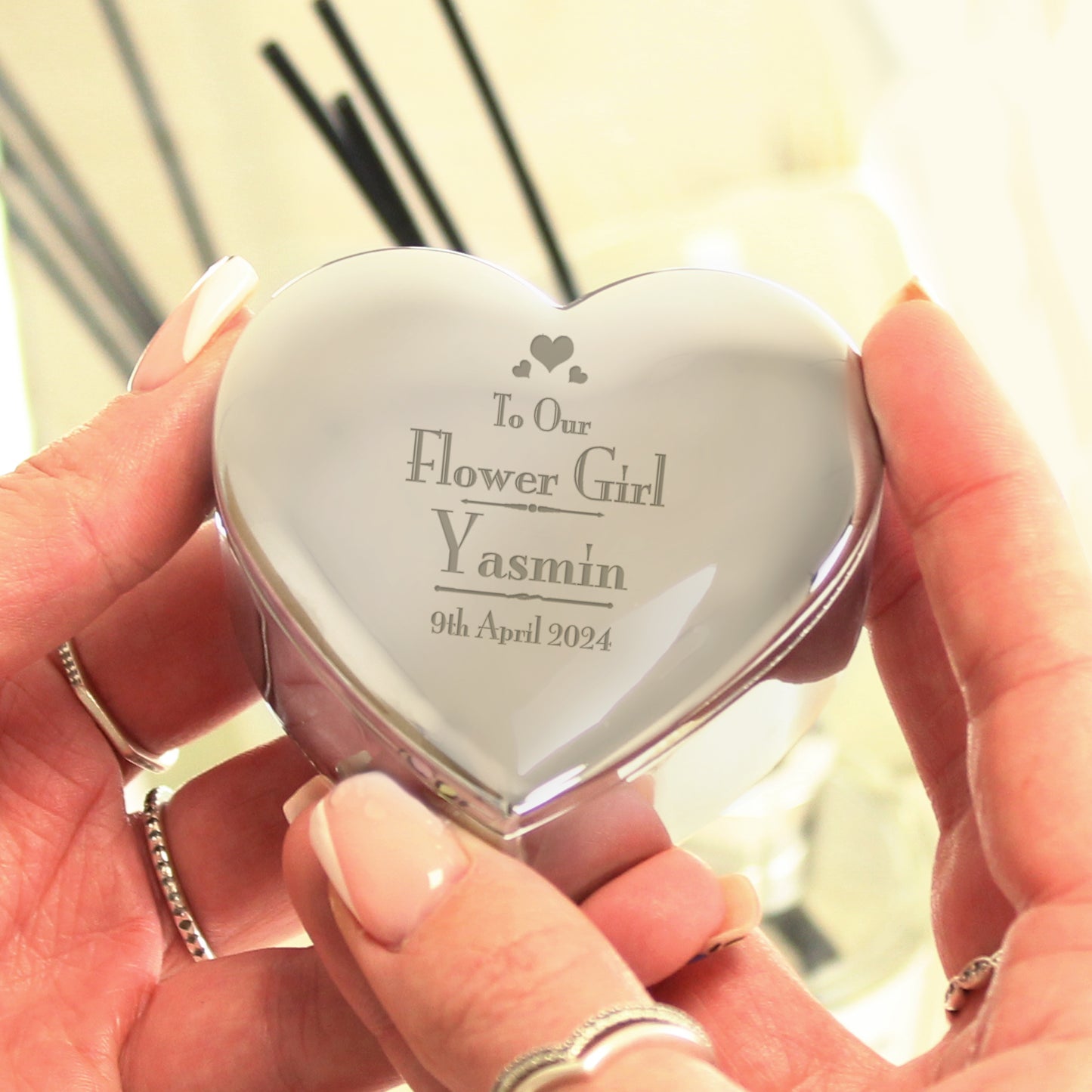 Personalised Decorative Wedding Flower Girl Heart Trinket Box - MK&JD Gifts