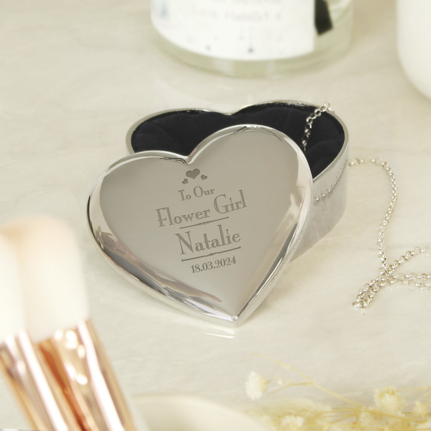 Personalised Decorative Wedding Flower Girl Heart Trinket Box - MK&JD Gifts