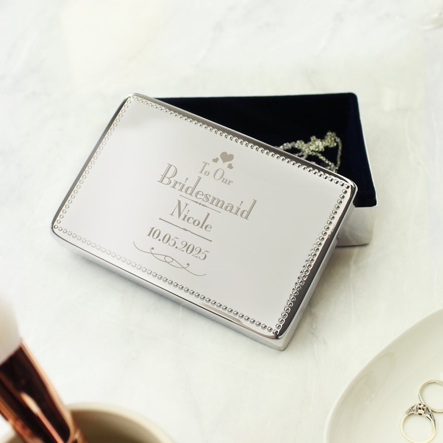 Personalised Decorative Wedding Bridesmaid Jewellery Box - MK&JD Gifts