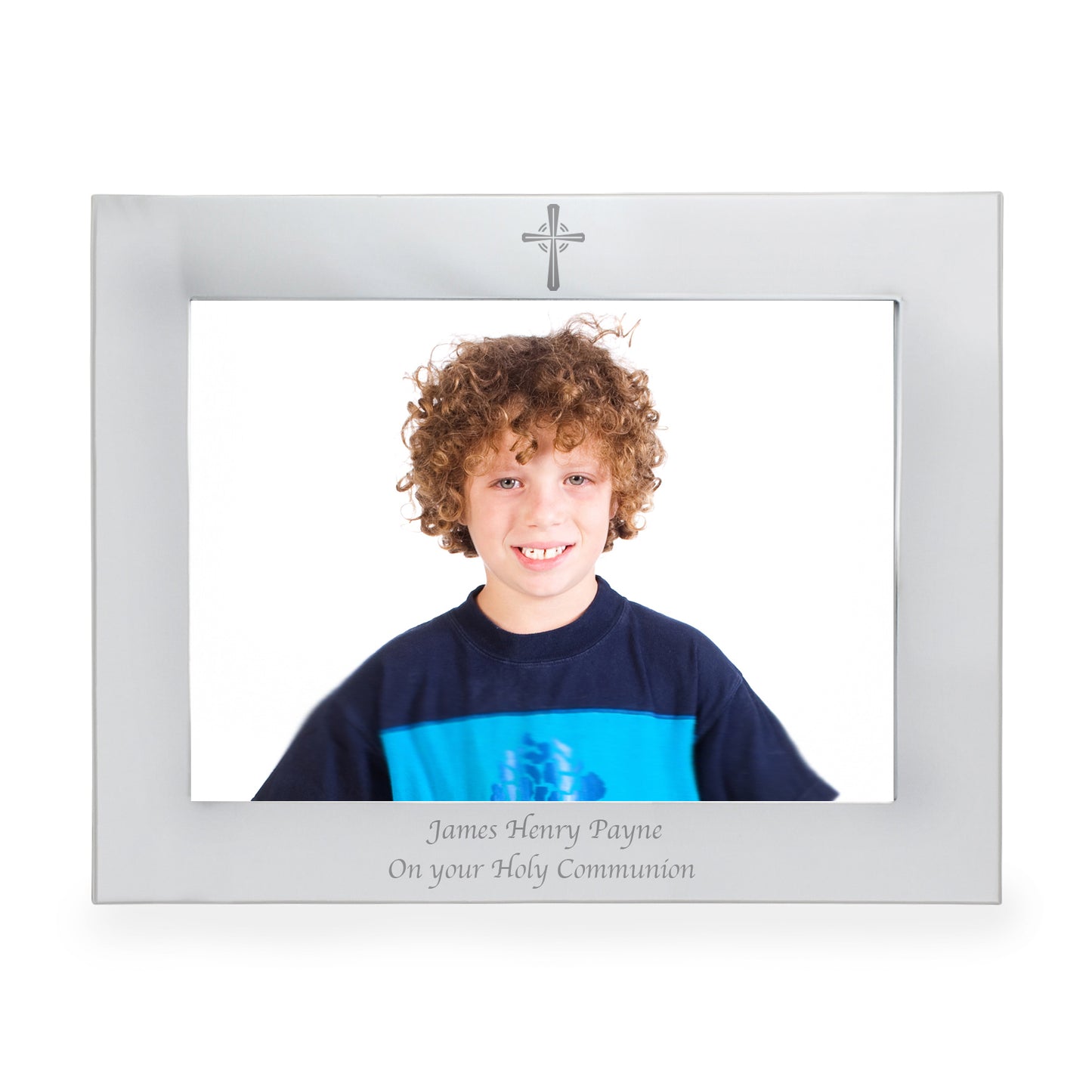 Personalised Silver 5x7 Landscape Cross Photo Frame - MK&JD Gifts