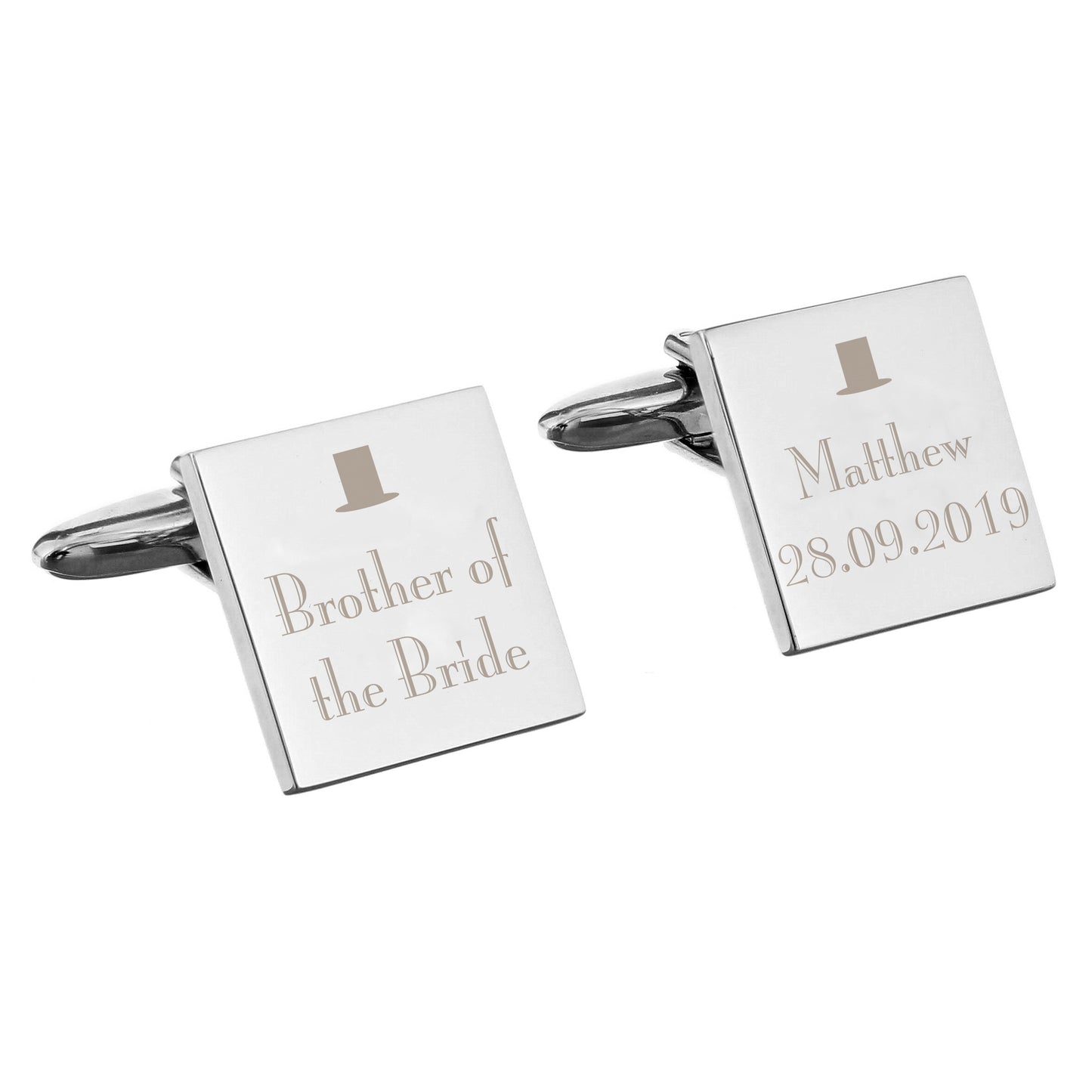 Personalised Decorative Wedding Any Role Square Cufflinks - MK&JD Gifts