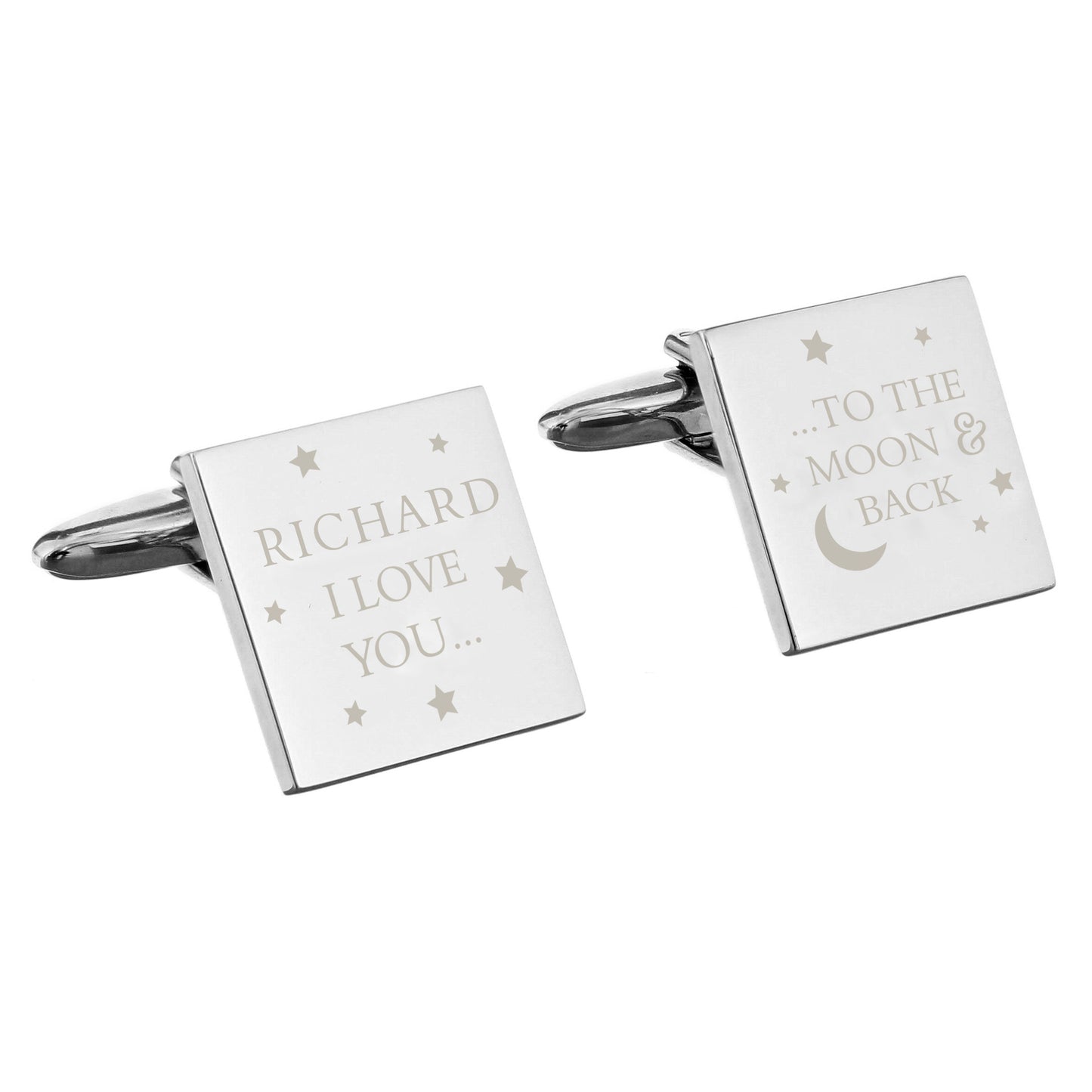 Personalised To the Moon and Back Square Cufflinks - MK&JD Gifts