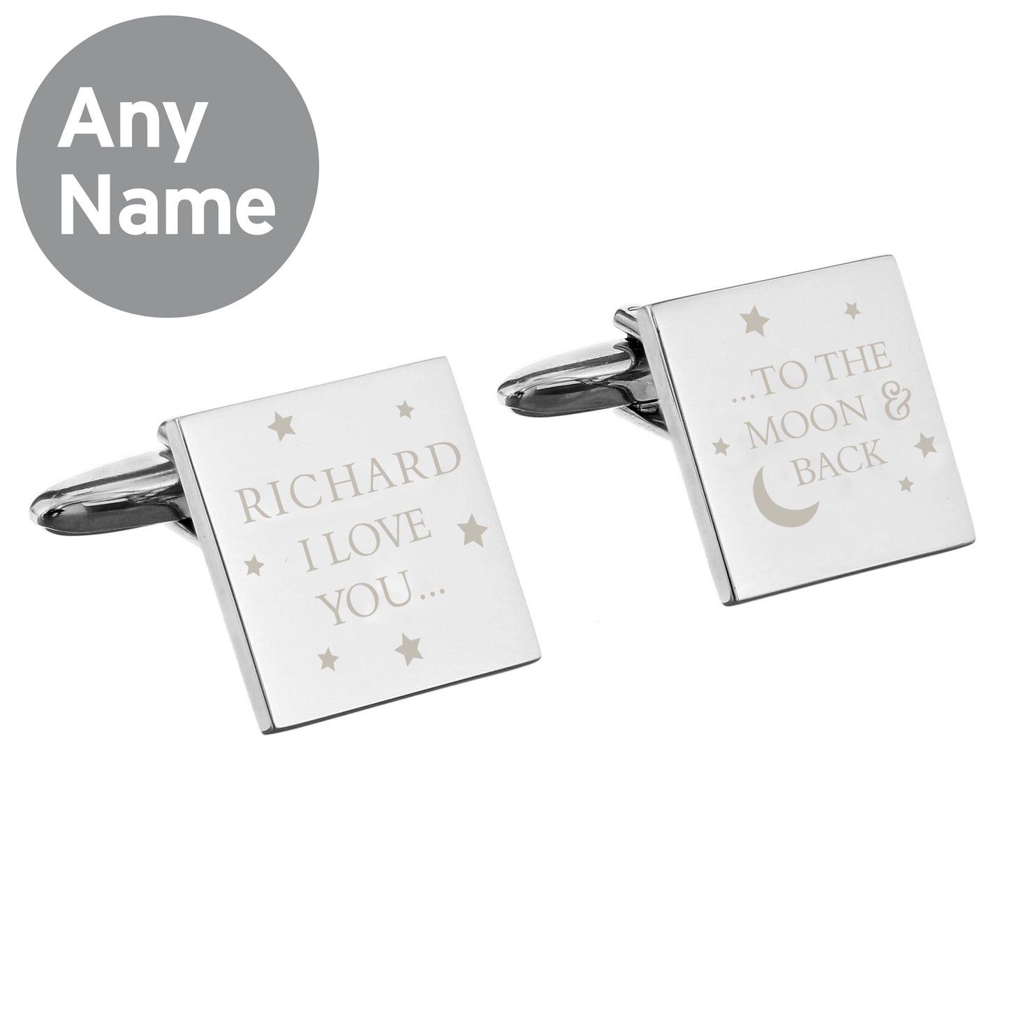 Personalised To the Moon and Back Square Cufflinks - MK&JD Gifts