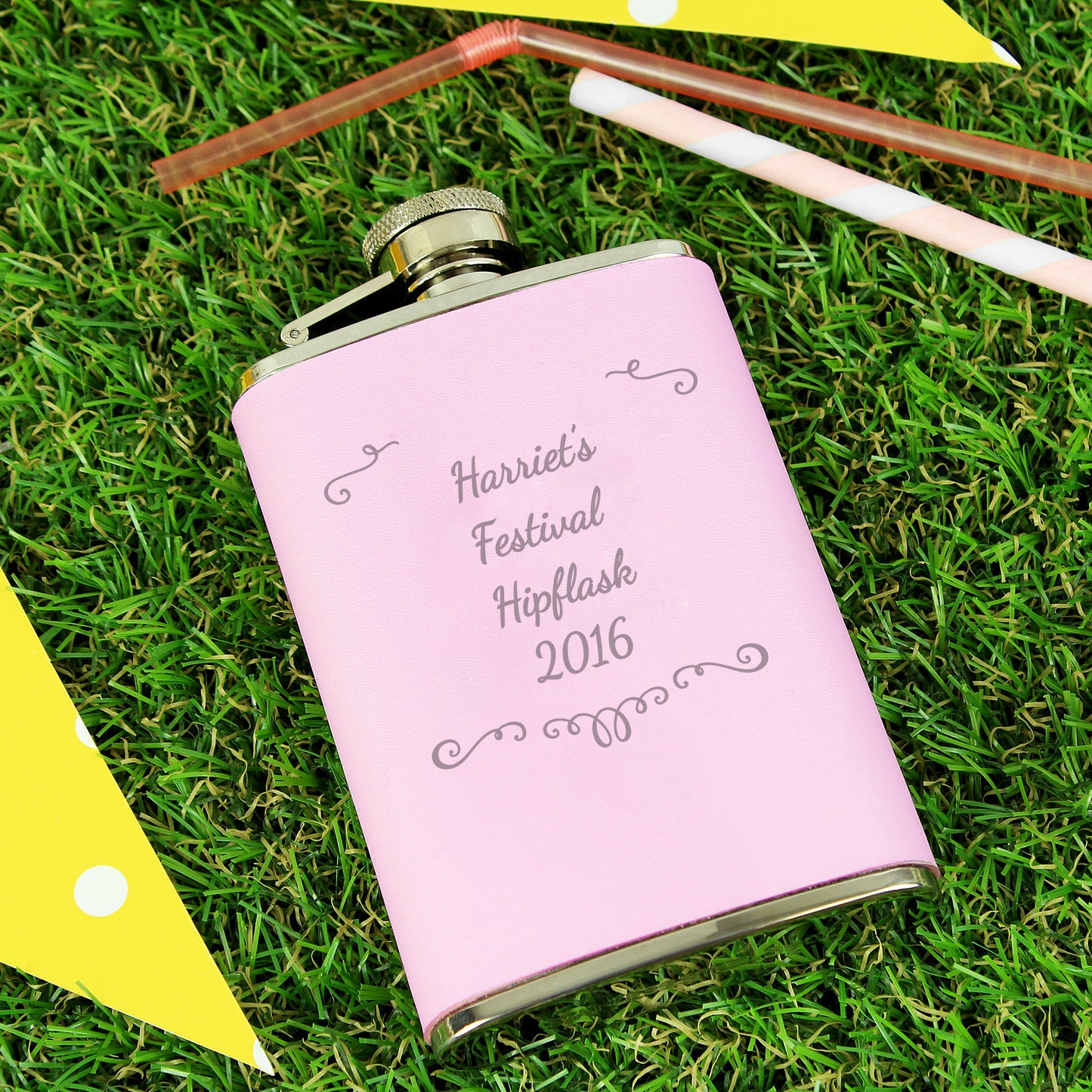 Personalised Ornate Pink Hip Flask - MK&JD Gifts