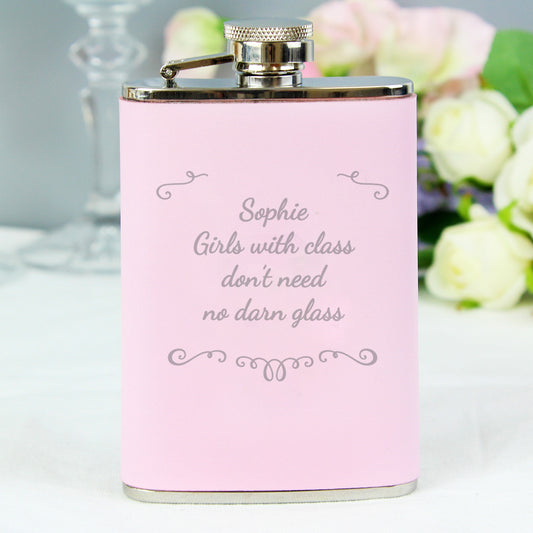 Personalised Ornate Pink Hip Flask - MK&JD Gifts