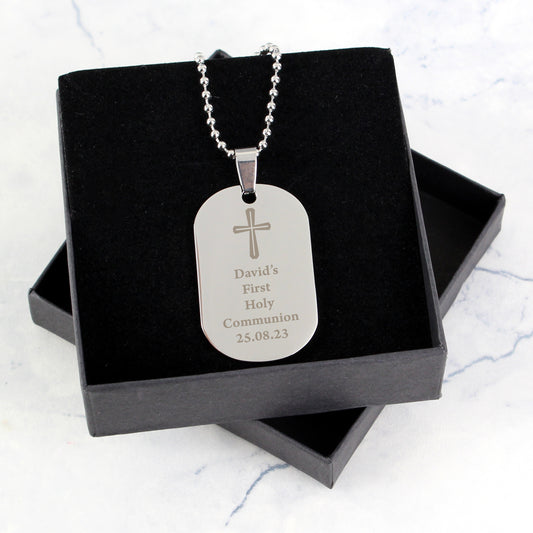 Personalised Cross Stainless Steel Dog Tag Necklace - MK&JD Gifts