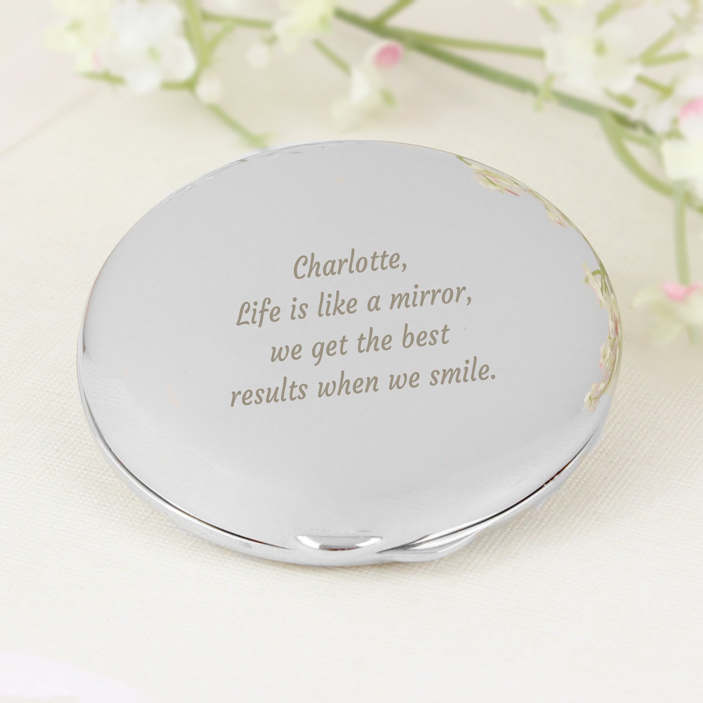 Personalised Any Message Compact Mirror - MK&JD Gifts