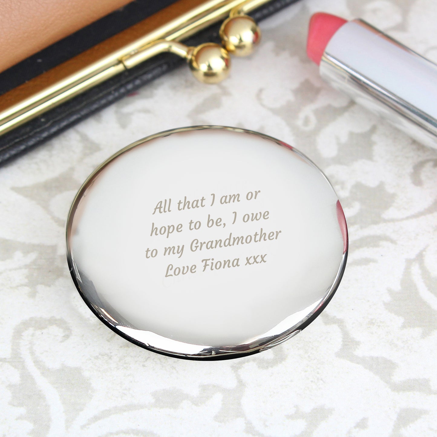 Personalised Any Message Compact Mirror - MK&JD Gifts